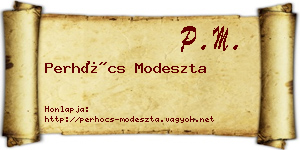 Perhócs Modeszta névjegykártya
